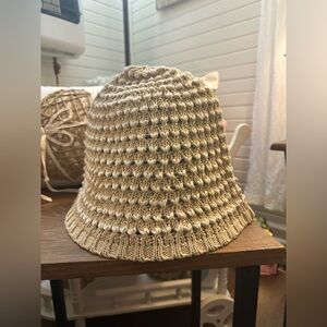 COS Textured Knit Basket in Beige and Cream